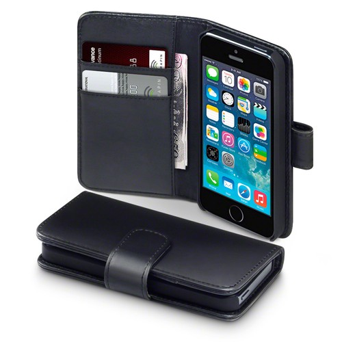 Synthetic black leather case - synthetic,