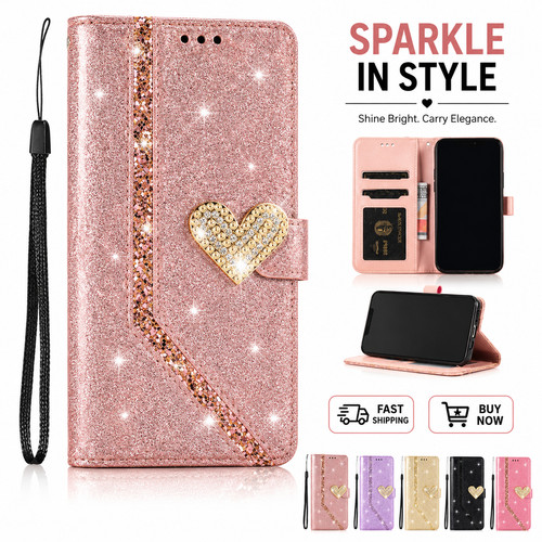Glitter wallet case for iphone - glitter,